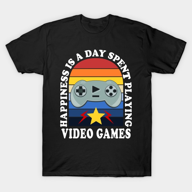 Happiness Is A Day Spent Playing Video Games Vintage T-Shirt by JaussZ